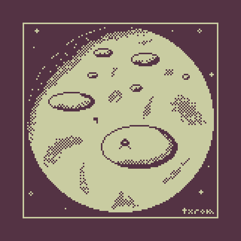 the moon in a 1-bit style